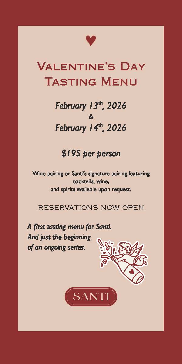 a menu with a picture of an angel and text